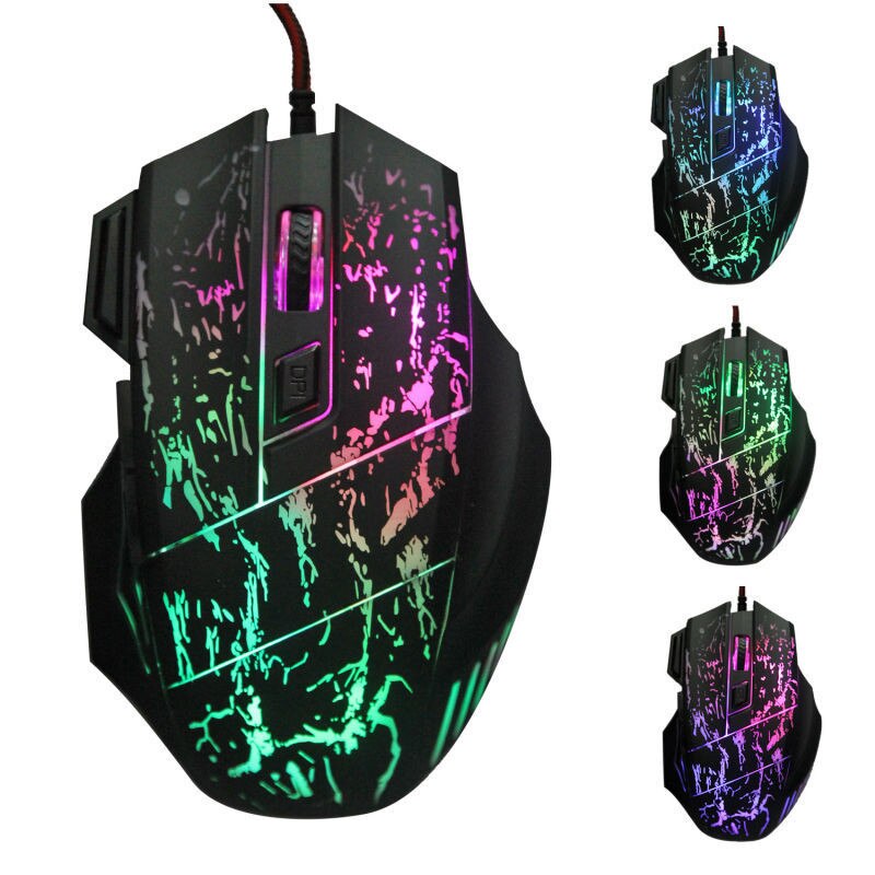 5500DPI USB Wired Gaming Mouse Adjustable 7 Buttons LED Backlit Gamer Mice Ergonomic Computer Mouse for PC Laptop: B