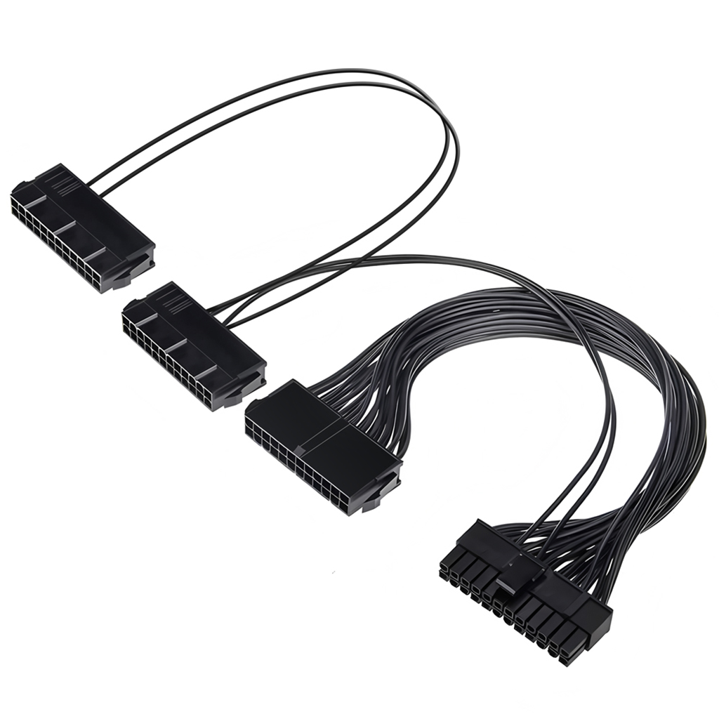 ATX 24 Pin Male 1 to 3 Ports Female Power Supply PSU Splitter Cable for 24 pin and 20 pin ATX Motherboards