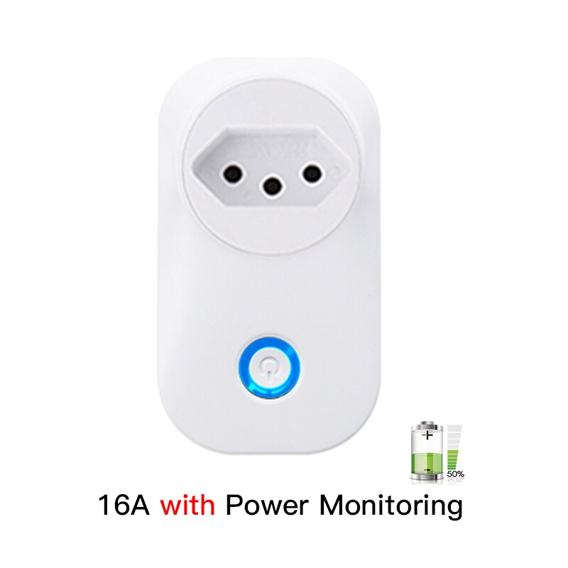 FrankEver Wifi Smart Socket 10A 16A with Power Monitoring Surge Protector for Israel India Brazil Italy UK EU AU Smart Plug: Brazil 16A