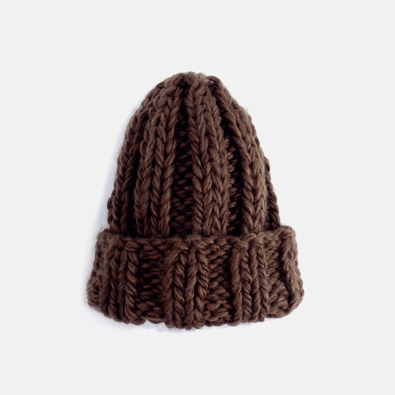 Gorro de lana gruesa para mujer, gorros tejidos a la , cómodos, informales, gorros de lana: Khaki