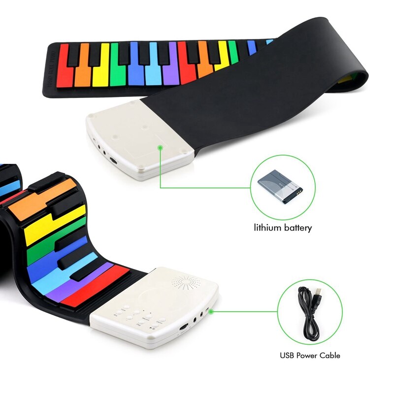Farve 49 standardtaster fleksibelt børne klaver keyboard keyboard fleksibelt keyboard klaver indbygget lithium batteri helt bærbart