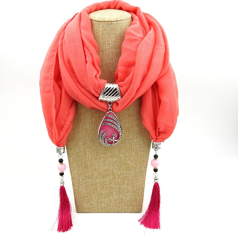 luxus Frauen Schmuck Anhänger Wasser Tröpfchen Baumwolle Schal Lange Quaste wickeln Weich Halskette Weibliche Foulard Muslimischen Kopf scarve: 9