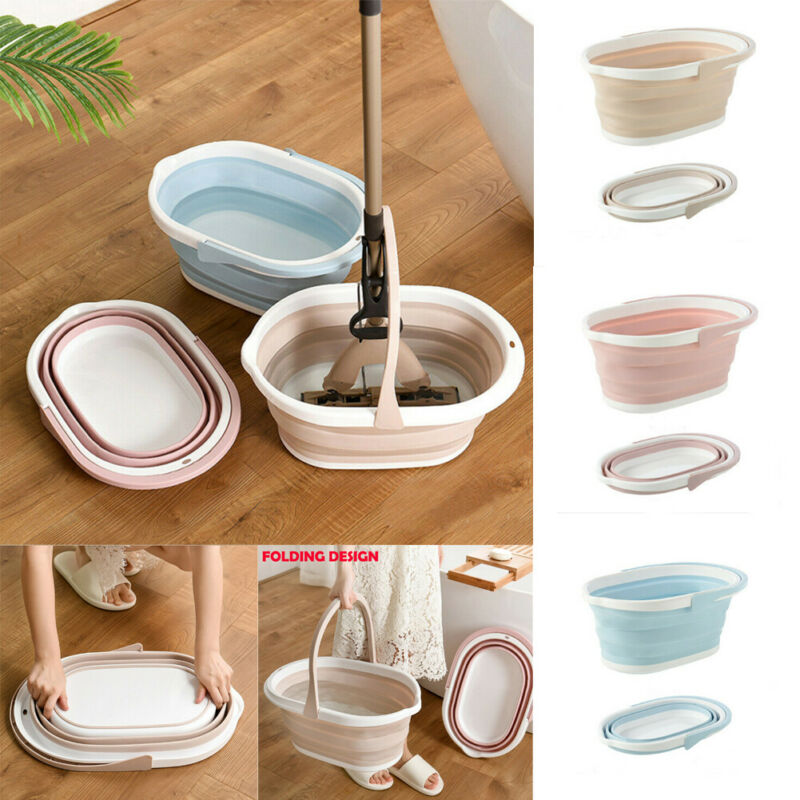 Draagbare Siliconen Opvouwbare Emmer Voor Mop Huishoudelijke Artikelen Outdoor Vissen Levert Plastic Opvouwbare Emmer Hand Emmers
