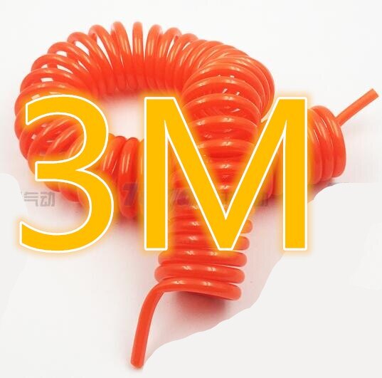 8mm x 5mm Flexible PU Recoil Hose Tube for Compressor Air Tool Pneumatic PU tube 8*5 without connector: 3 meters 3M red