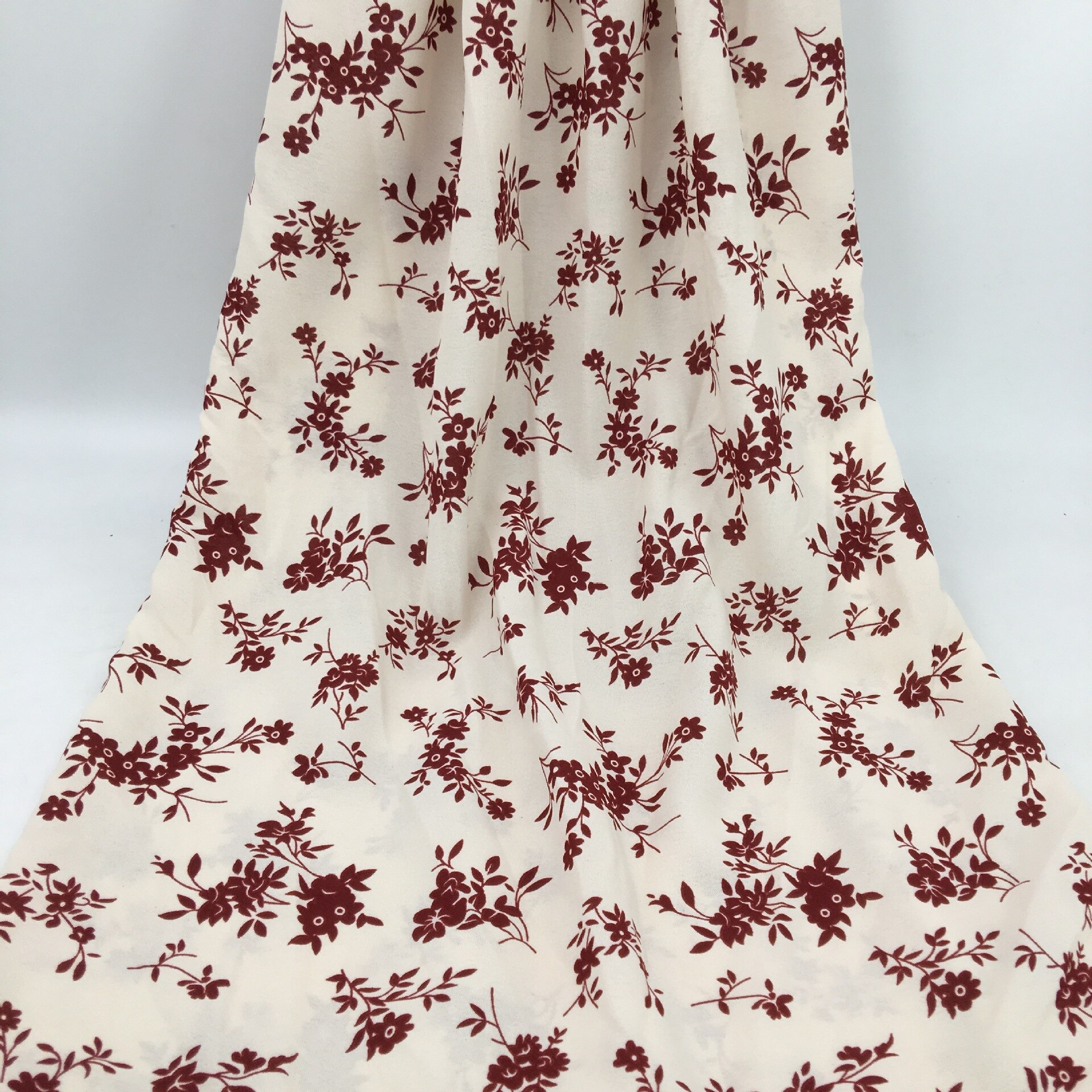 Hvidt blødt blomsterprintet chiffonstof bruges til kjoler efter måleren, sort, lyserød, blå, grøn, rød, gul: 2