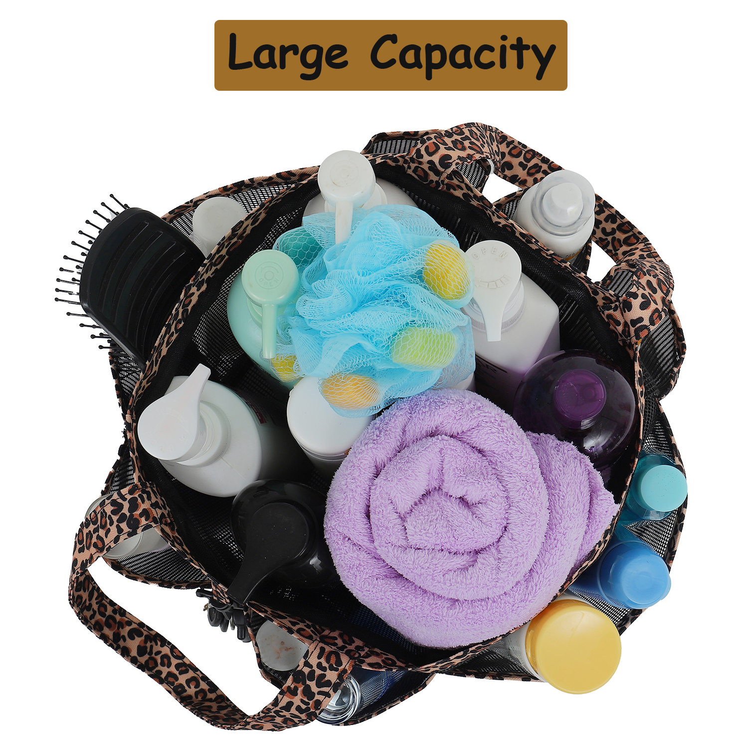 Mesh Shower Caddy Tote for College Dorm Room Essentials, Hanging Large Portable Bag Toiletry Organizer with Key Hook