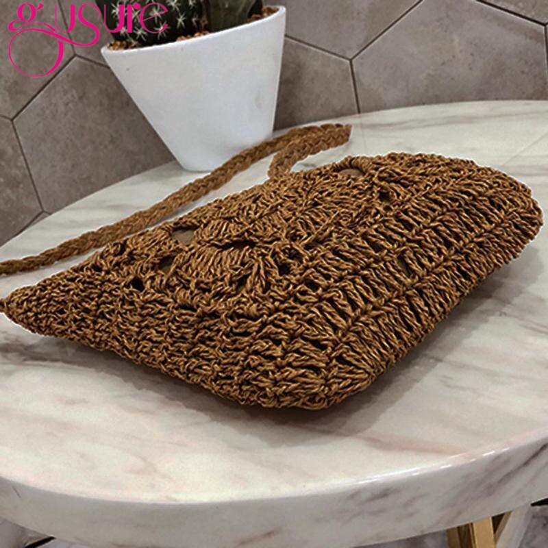 Gusure bohemian geweven uitgeholde strandtas dames gehaakte franje stro handgemaakte tassen breien weven boho zomertas