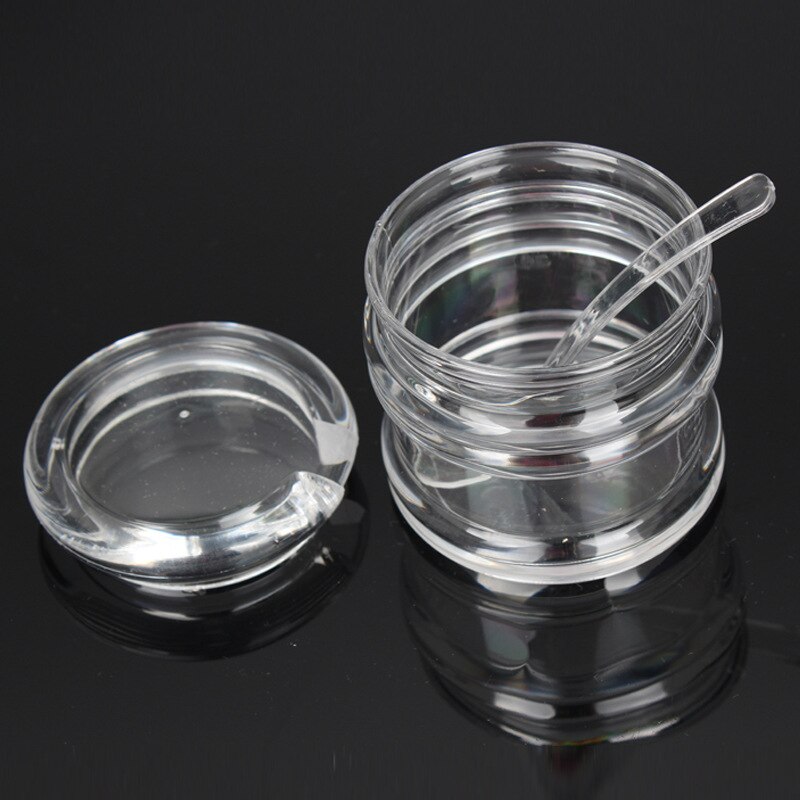 Acryl Kruiden Blikjes Suikerpot Saus Fles Zout Varkens Kelders Peper Potten met Lepels