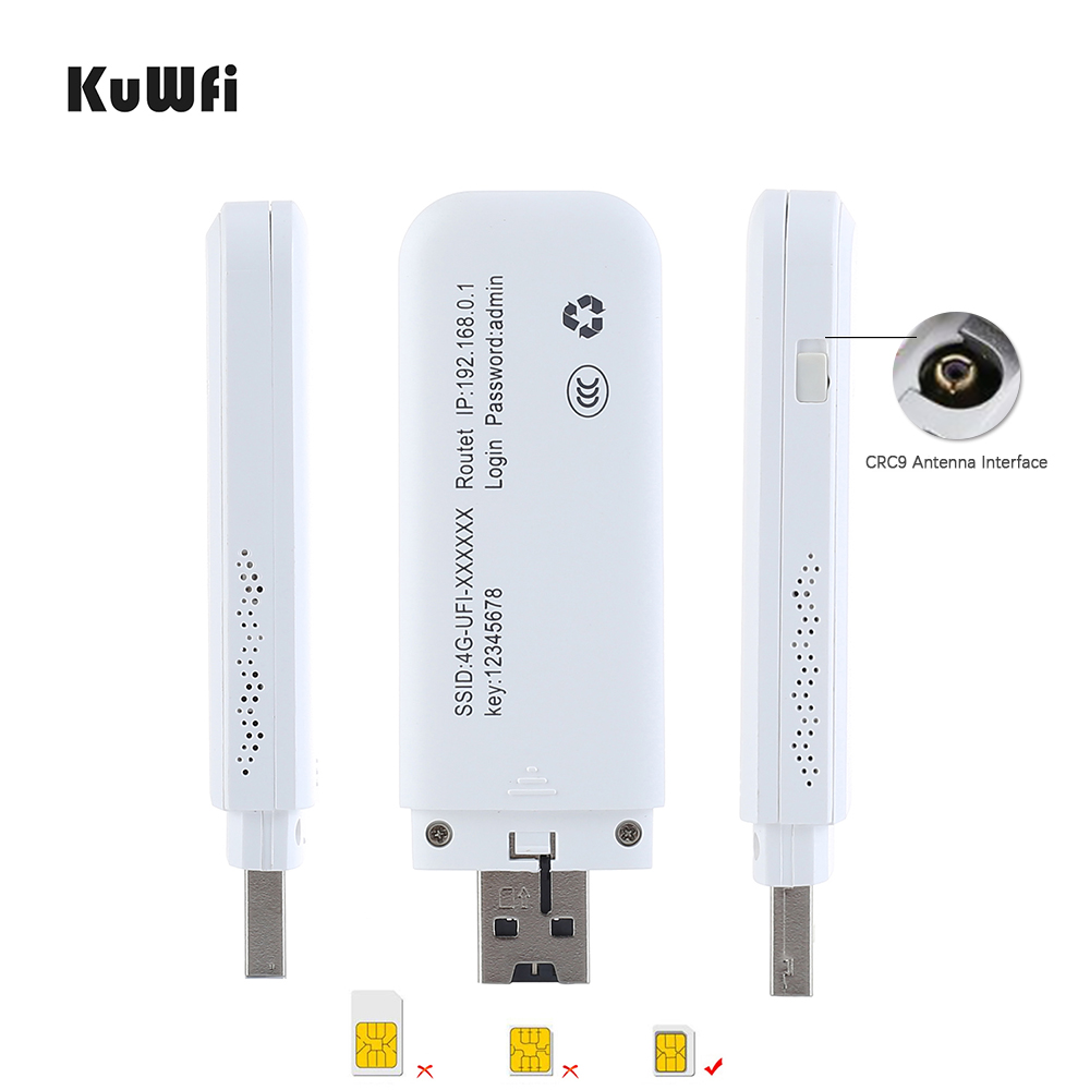 Kuwfi 4G Lte Usb Modem Kat 4 150Mbps Netwerk 3G/4G Usb Dongle Universele Unlocked 4G Sim Wifi Adapter Met TS9 Interface