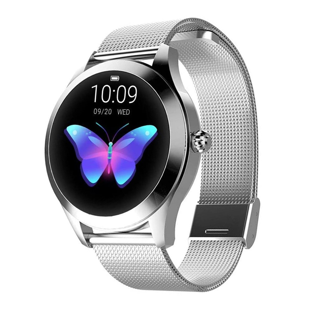 IP68 Wasserdichte Intelligente Uhr Frauen SchöNe Armbinde Herz Bewertung Monitor Schlaf Überwachung Smartwatch Verbinden IOS Android KW10 Band: Silber