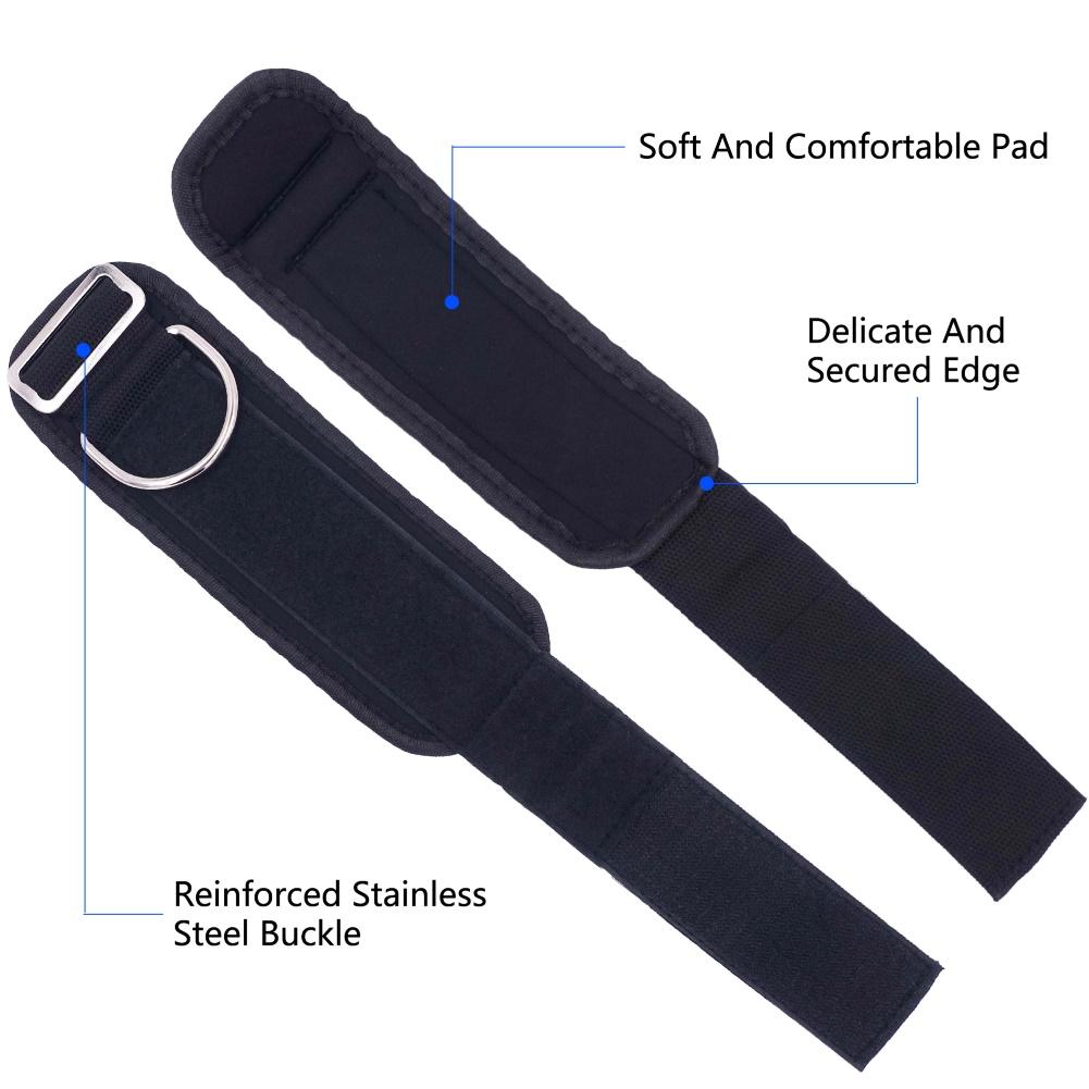 1Pair D-Ring Ankle Strap Attachment for Cable Machines Resistance Training Ankle Cuffs for Legs Abs Glute Exercises