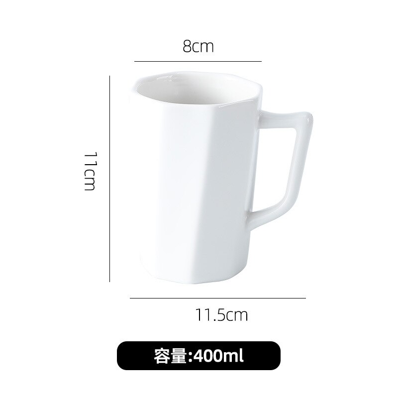 Celebrity Mark Cup Personality Trend Lovers Ceramic Spoon with Lid Large Capacity Office Coffee Cup for Men and Women: White