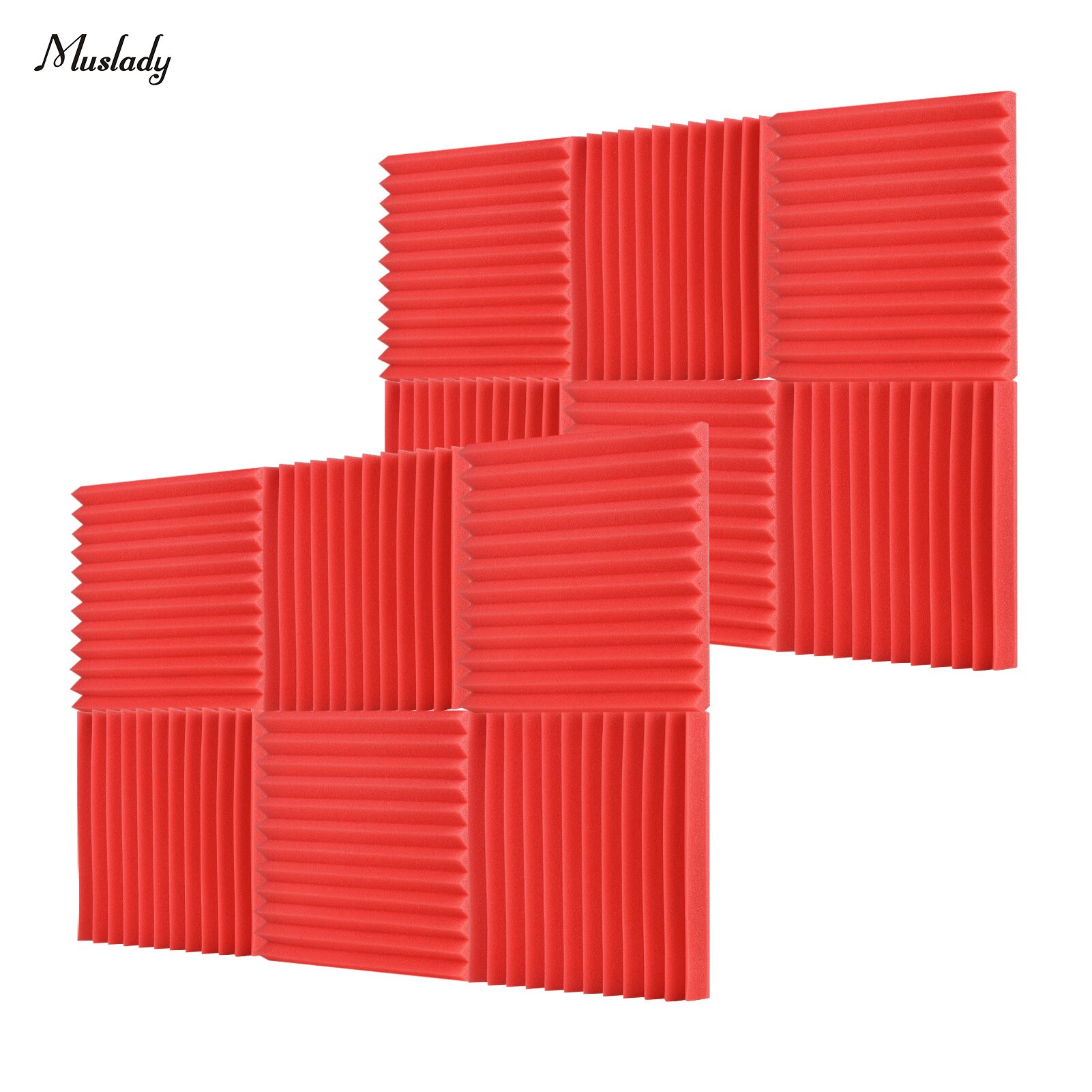 Muslady 12pcs/pack Studio Acoustic Foams Sound Insulation Absorbing Panels Soundproof Sponge 30 * 30 * 2.5cm/ 12 * 12 * 1in: Red  12pcs