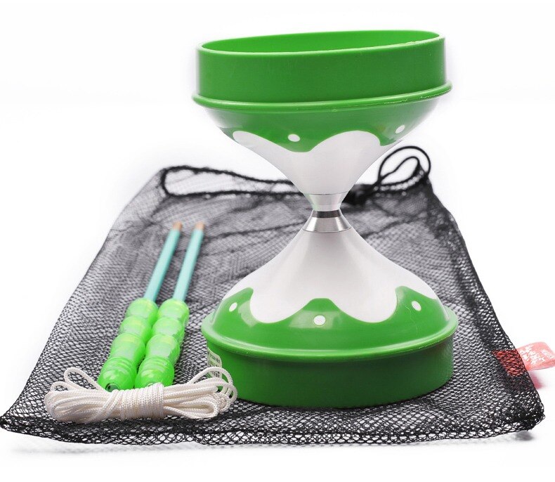 Juguete clásico de 3 rodamientos para niños, cuenco con varillas de mano, malabares de cuerda, juego de Yoyo chino giratorio, , juguete al aire libre,: Verde claro