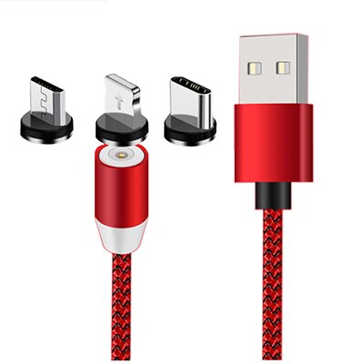 3 In 1 Magnetische Micro Usb Kabel Voor Iphone Samsung Android Snel Opladen Magneet Charger Usb Type C Kabel Mobiele telefoon Draad Koord: 1and 3 plug red
