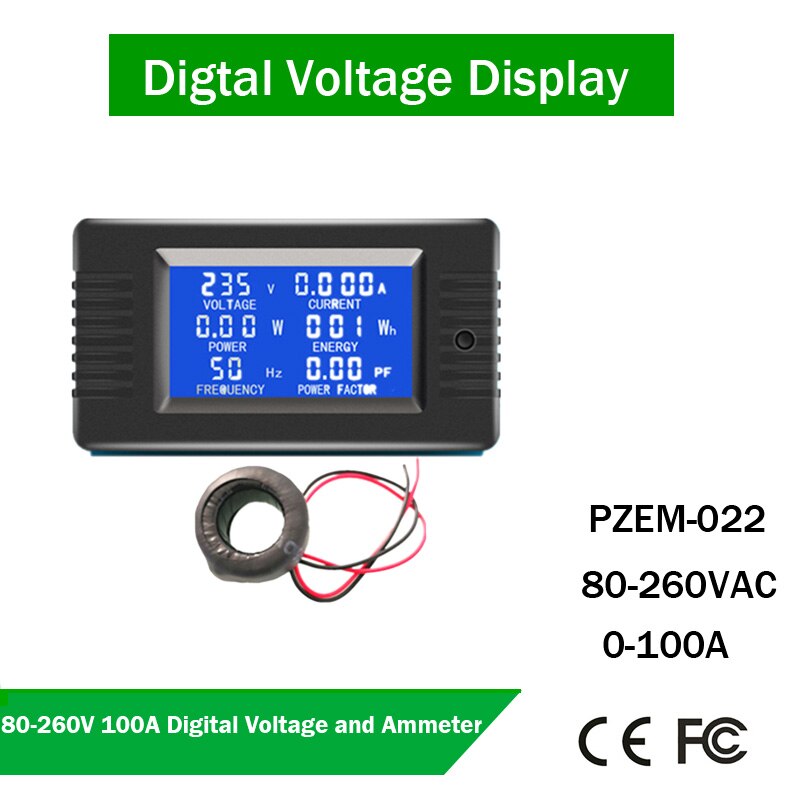 AC 80V ~ 260V 100A Digital Spannung 110V 220V Strom Volt Ampere Meter Watt Kwh Energie energie Voltmeter Amperemeter Voltimetro