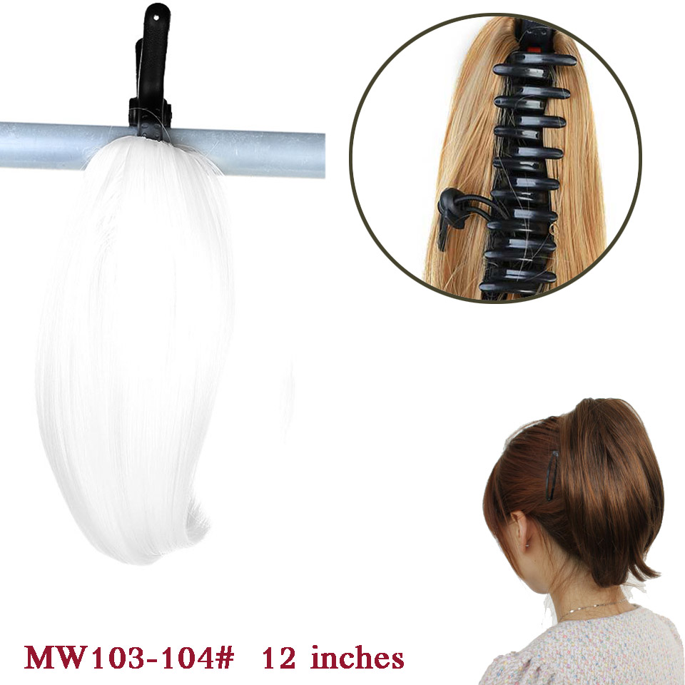 Difei syntetiske kvinner klo på hestehale klips i hårforlengelser rett hestehale frisyre svart brun blonde frisyrer h: 104