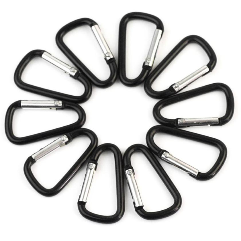 Klimmen Karabijnhaak 10 Stuks 5Pcs 2 Stuks Zwart Aluminium D Lente Wandelen Snap Clip Haken Sleutelhanger APrr21: 10PCS