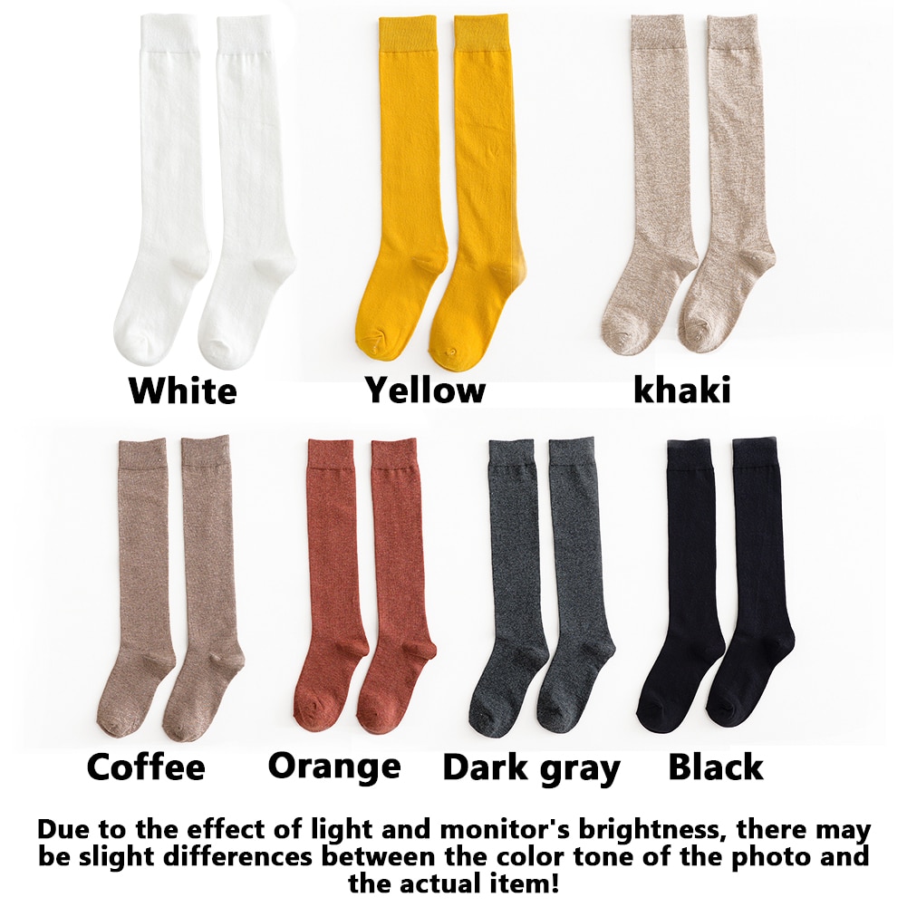 Cotton Ladies Knee High soild color Socks Women student Socks School Party street dancing knee sock for women girls Ladies