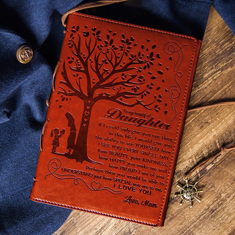 A mi hija de mamá/papá, diario de cuero grabado, cuaderno con marcapáginas, libro de diario de negocios de viaje, , suministros de papelería