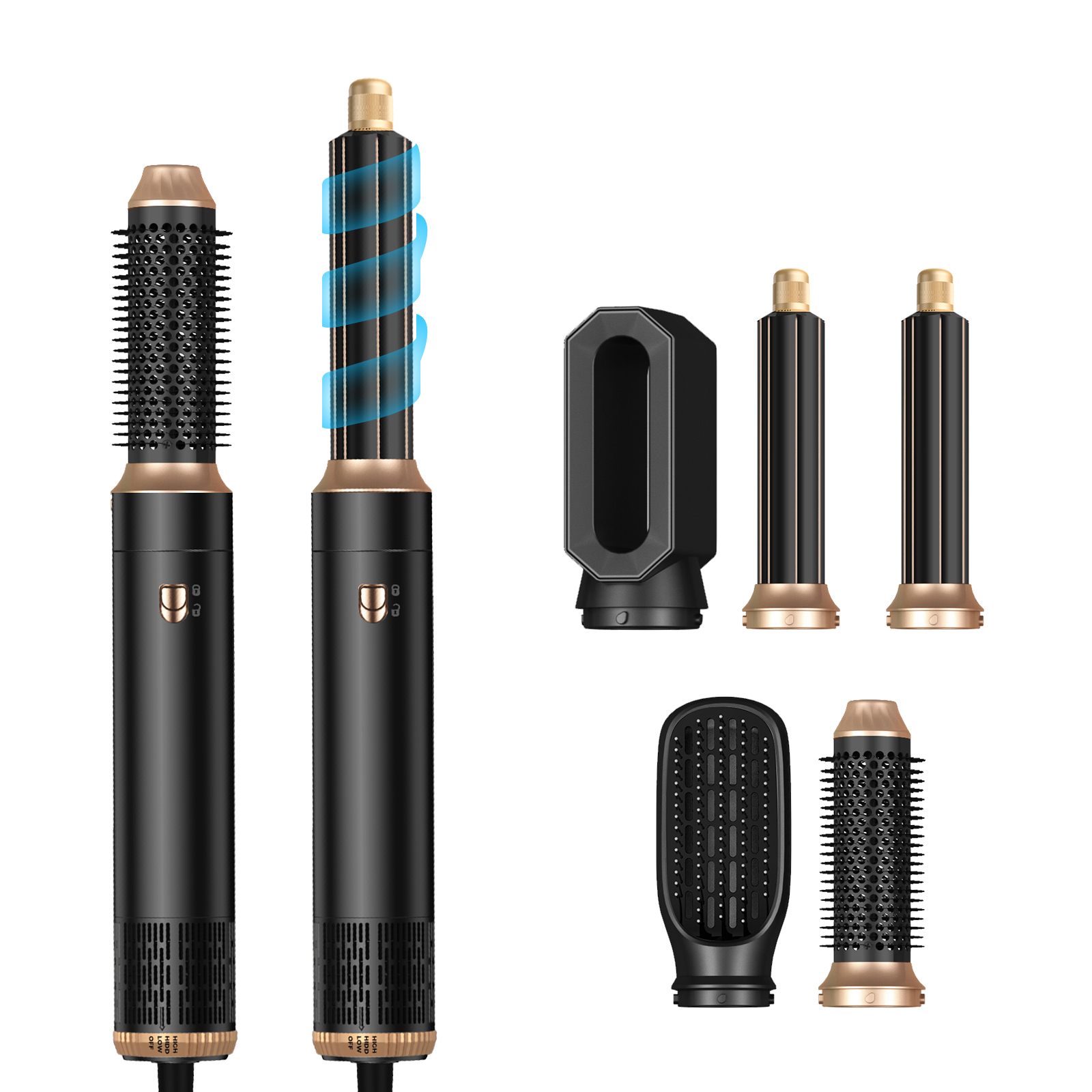 Hair Dryer 5 In 1 Hair Styler Air Comb Electric Hair Heating Brush High Speed Blow Dryer Hair Blower Brush: Silver / EU Plug