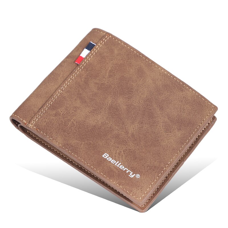 Hommes court sac à main carte mince multi carte portefeuille jeunesse horizontal billet pince: Yellow brown