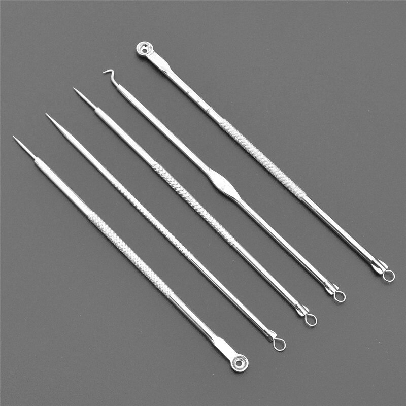 5PCS Blackhead Remover Acne Blackhead Vacuum Comedone Belmish Zit Extractor Pimple Remover Neeldle Tool Spoon