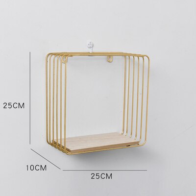 Wooden Gold Storage Racks Hanging Decor Storage Box Flower Pot House Storage Rack Wall Book Figurines Display Crafts Shelves: 18