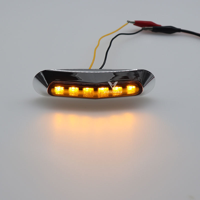 10x 12-24V Amber 6LED Chrome Bezel Side Marker Light Tail Lamp Auto Car Bus Truck Lorry Trailer caravan Clearance lights