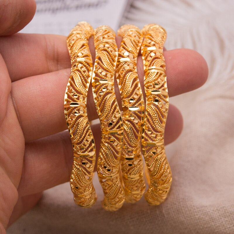 4 stk dubai armringe afrika guld armbånd til kvinder mænd guld farve armbånd afrikansk bryllup brud armbånd armbånd smykker