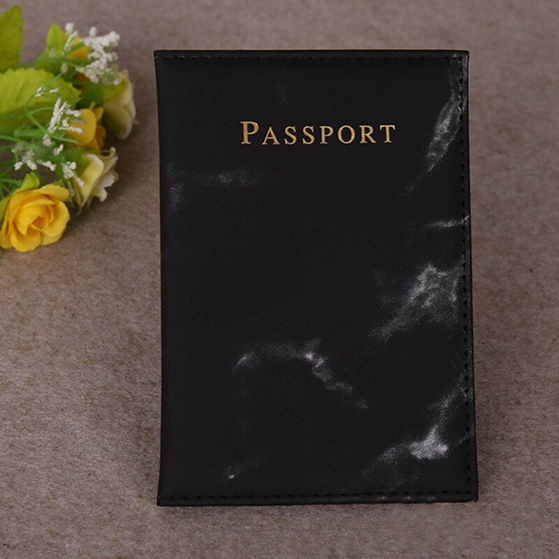 1 PC Marbled Printed Passport Cover Travel Passport Holder Protector Cover PU Leather Travel ID Card Holder Bag