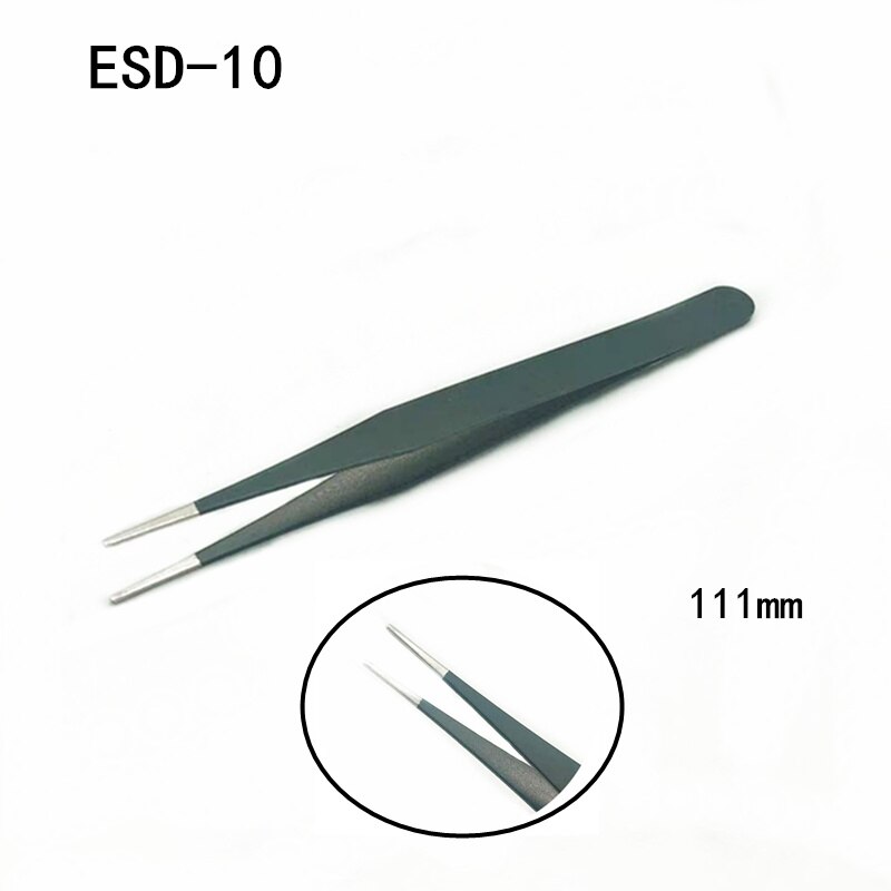 Black tweezers, stainless steel tip, Oblique flat tip, elbow, nail tools, repair tools, soldering irons, tweezers