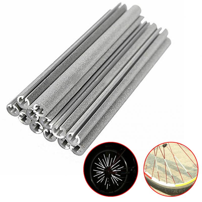 12PCS Radfahren Rad Felge Sprach Bike Mount Rohr Warnung Licht Streifen Sicherheit Reflektor DIY Fahrrad Reflektierende Rohre