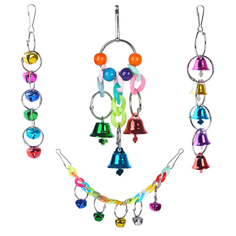 Papegaaien schommel speelgoed vogels kleurrijke kralen vogelbenodigdheden kleurrijke vogelkooi bel speelgoed zitstok hangende schommels kooi voor huisdieren