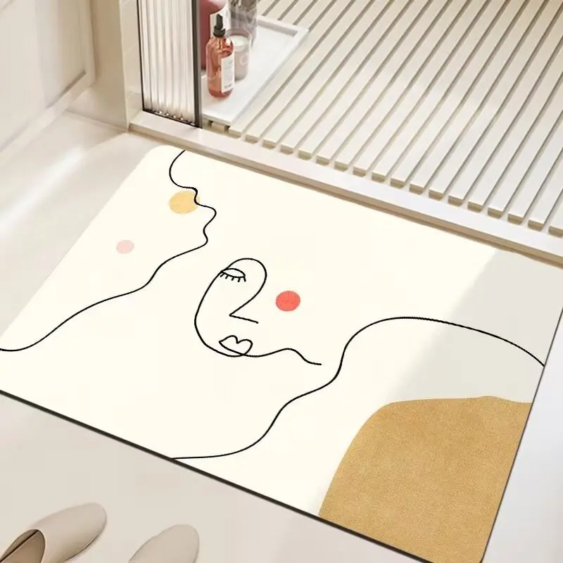 Simple Illustration Pattern Door Front Mat Decoration Home Bathroom Floor Mat: 1 m2 / Yellow