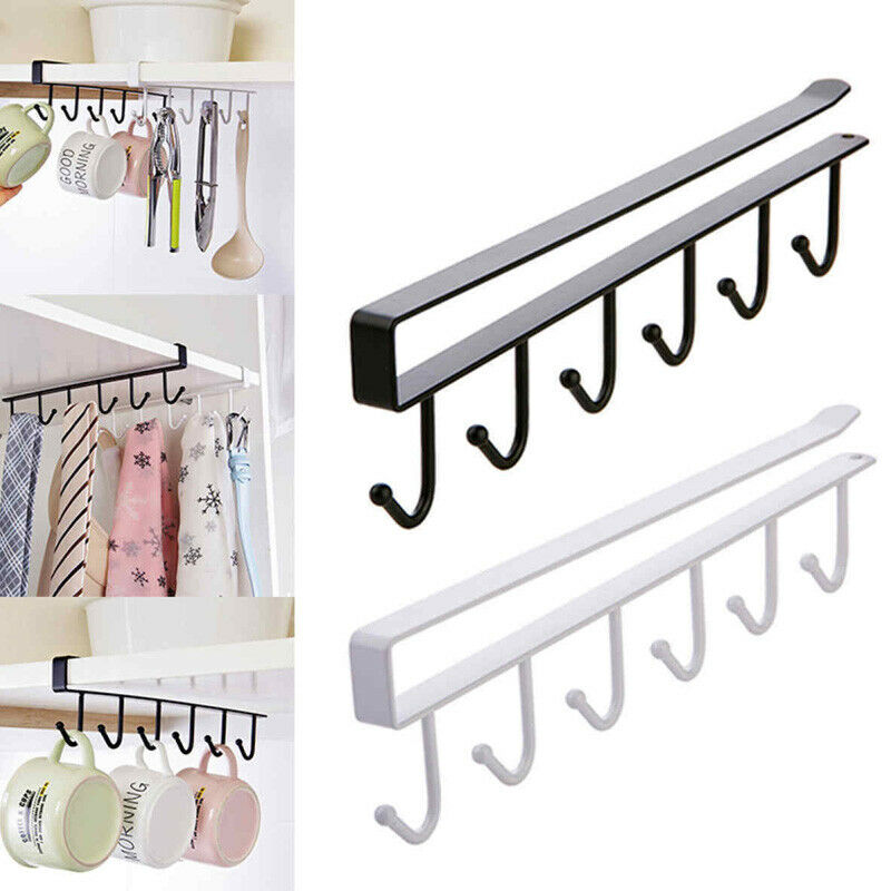 support de tasse à 6 crochets, pour suspendre les armoires de cuisine, sous les étagères, étagère de rangement, organisateur, crochet fournitures de placard de cuisine, offre spéciale