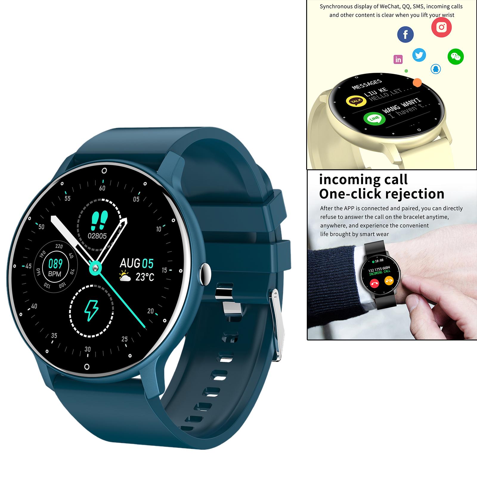 Zl02D Smart Watch Fitness Tracker Waterproof Men Women Blood Pressure Moniter Stopwatch for Android iOS Steps Counter Pedometer: Blue