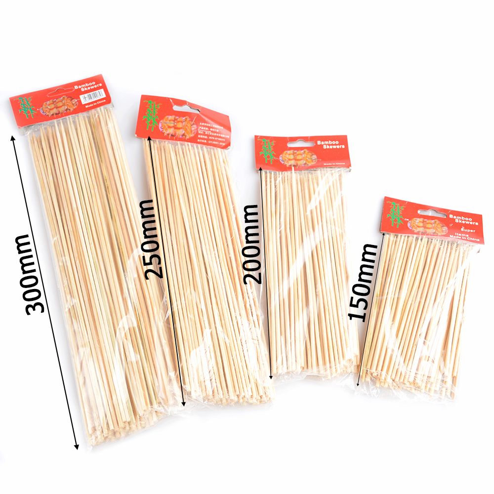48 stuks stevige bamboespiesen, houten barbecuespiesen, fruitfonteinstokjes, feestbuffetten, wegwerpbarbecuespiesen