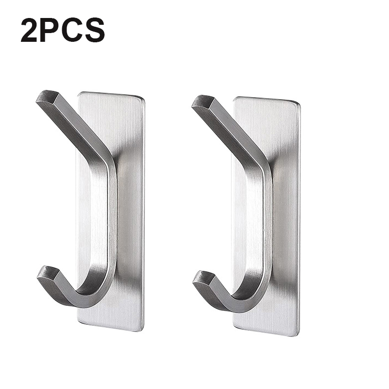 VILOYI Stainless Steel Towel Hooks Bathroom Self Adhesive Double Wall Coat Rack Hooks No Trace Behind The Door Robe Hanger: Red