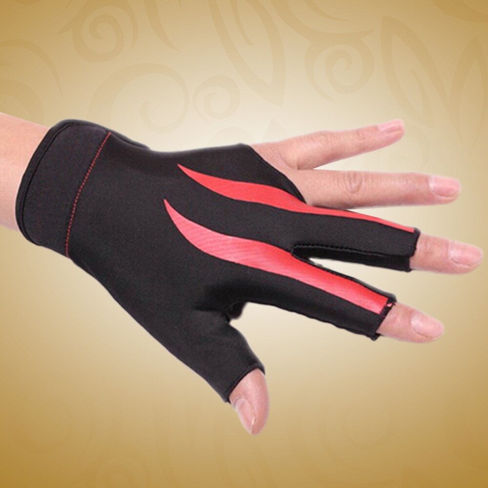 Biljart 3-Vinger Handschoen Snooker Pool Cue Shooter Handschoen Stretchable Half Vinger Voor Linkerhand (Rood)
