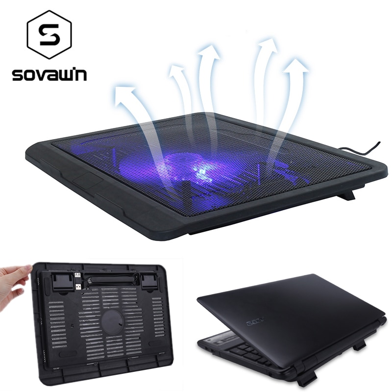 Sovawin N19 Zwart Slim Base Ondersteuning Ventilator voor Laptop Cooler Notebook USB Air Extraheren Cooling Fan voor Laptop Cool Fans 14 inch
