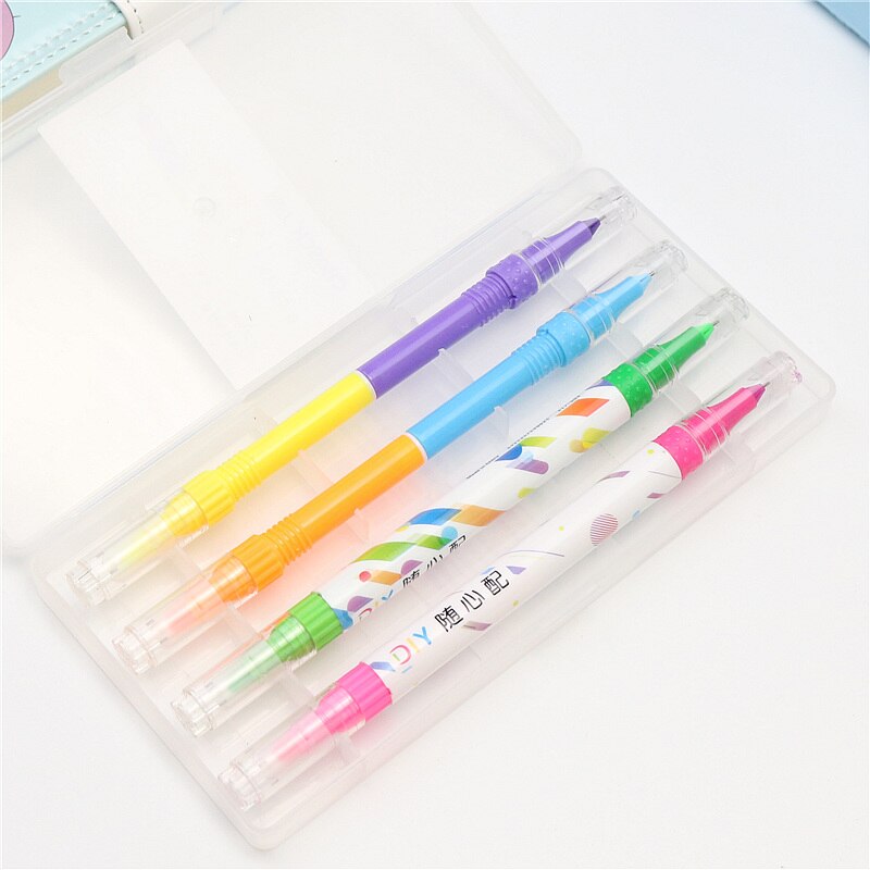 Set of color double-headed Highlighter Line Drawing and covering Plastic Pen box packaging