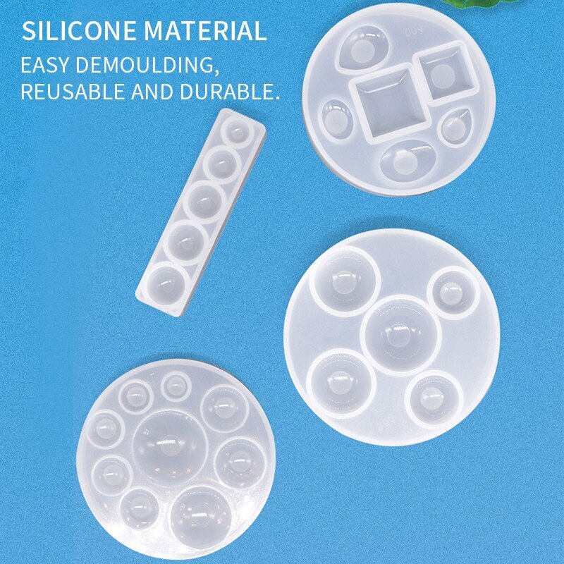 Gemma Del silicone Della Muffa Del Fondente Della Muffa di Vetro Dello Specchio Dotato di Fondo di Cristallo FAI DA TE Bianco Della Decorazione Del Mestiere di Cristallo Gocce di gel di Silice