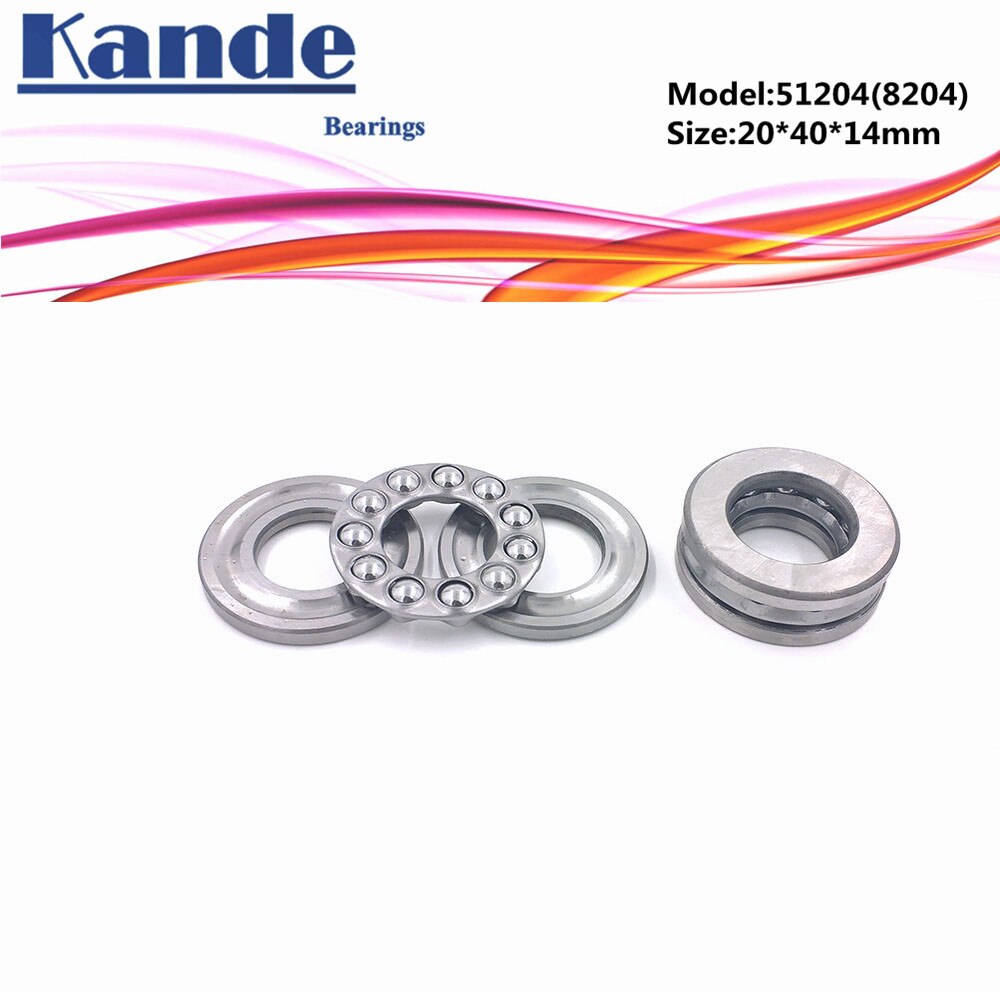 Kande 51204 8204 20x40x14 bearing 2pcs Flat Thrust Ball Bearing Axial thrust bearing 51204