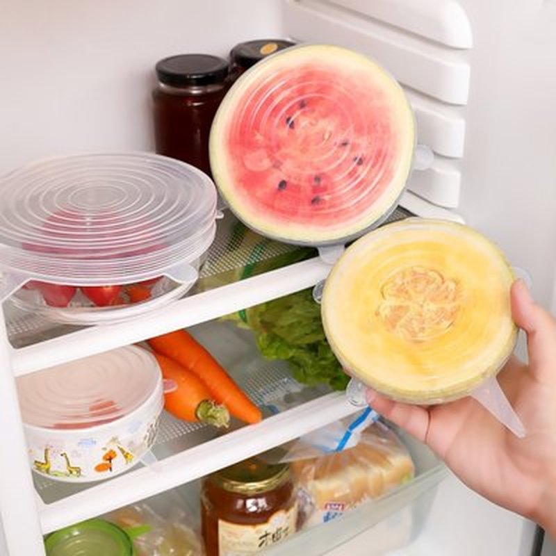 6 stk genanvendelige silikone stretch låg universal låg silikone skål grydelåg silikone låg til madlavning frisk låg mikroovn låg