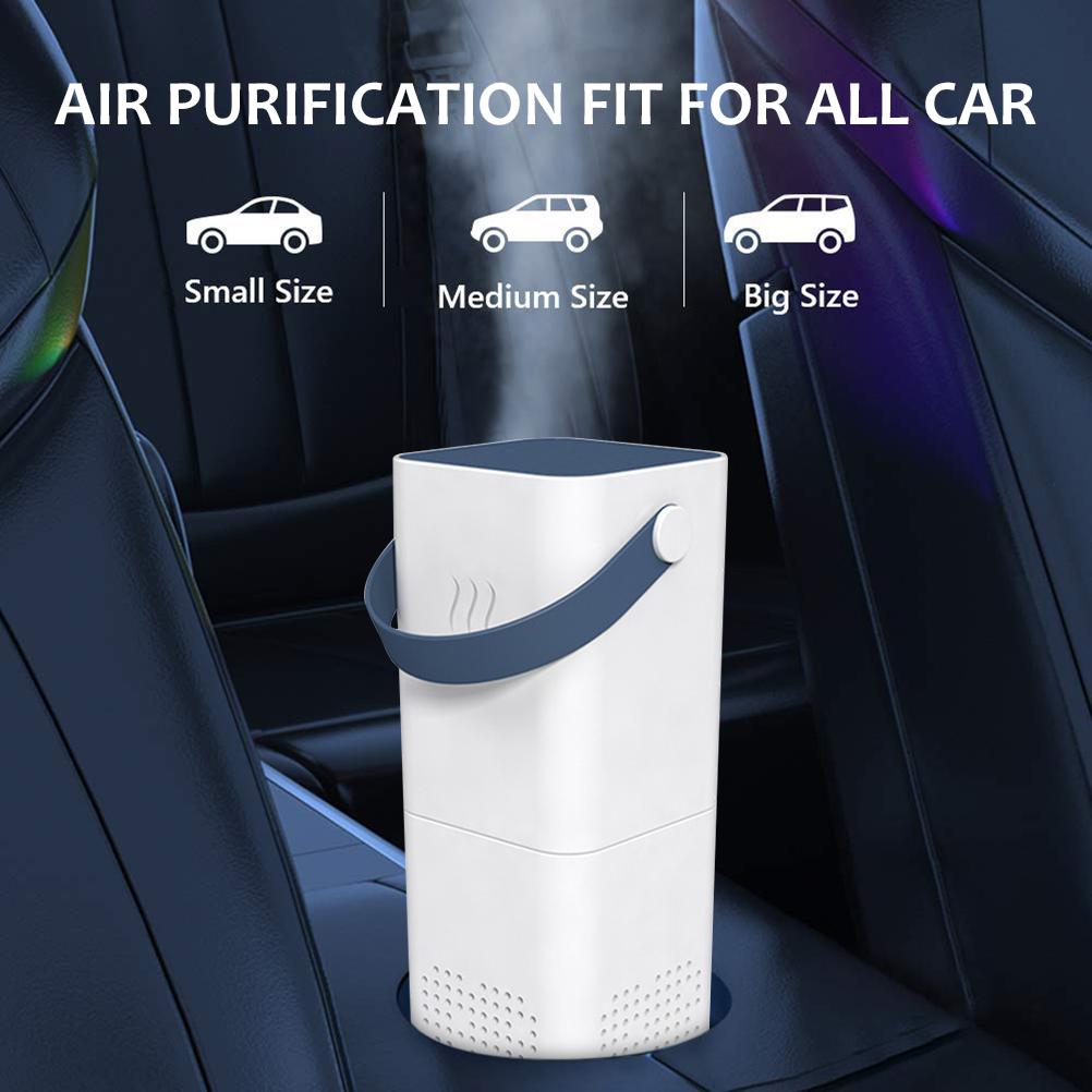 Portable Car Air Purifier 6000 rpm Mini Air Cleaner Cleans with 5 Million Anions USB Charging Air Purifier for Home Office Car: 58x150mm blue