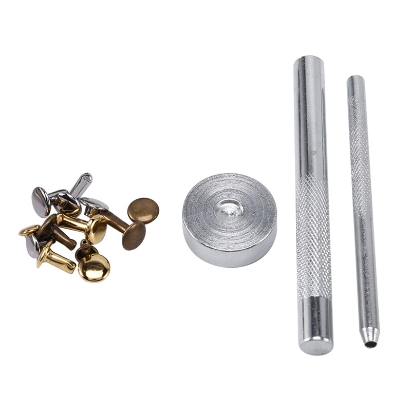 300 Sets Leer Klinknagels Double Cap Klinknagel Buisvormige Metalen Studs Met Punch Tang Bevestiging Set Gereedschap Voor Diy Leather Craft klinknagels Rep