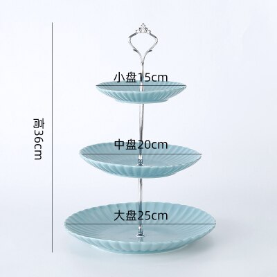 Nordic Ceramic Fruit Plate Three-layer Dessert Plate Cake Plate Multi-Layer Pastry Plate Candy Tray Shelf: I