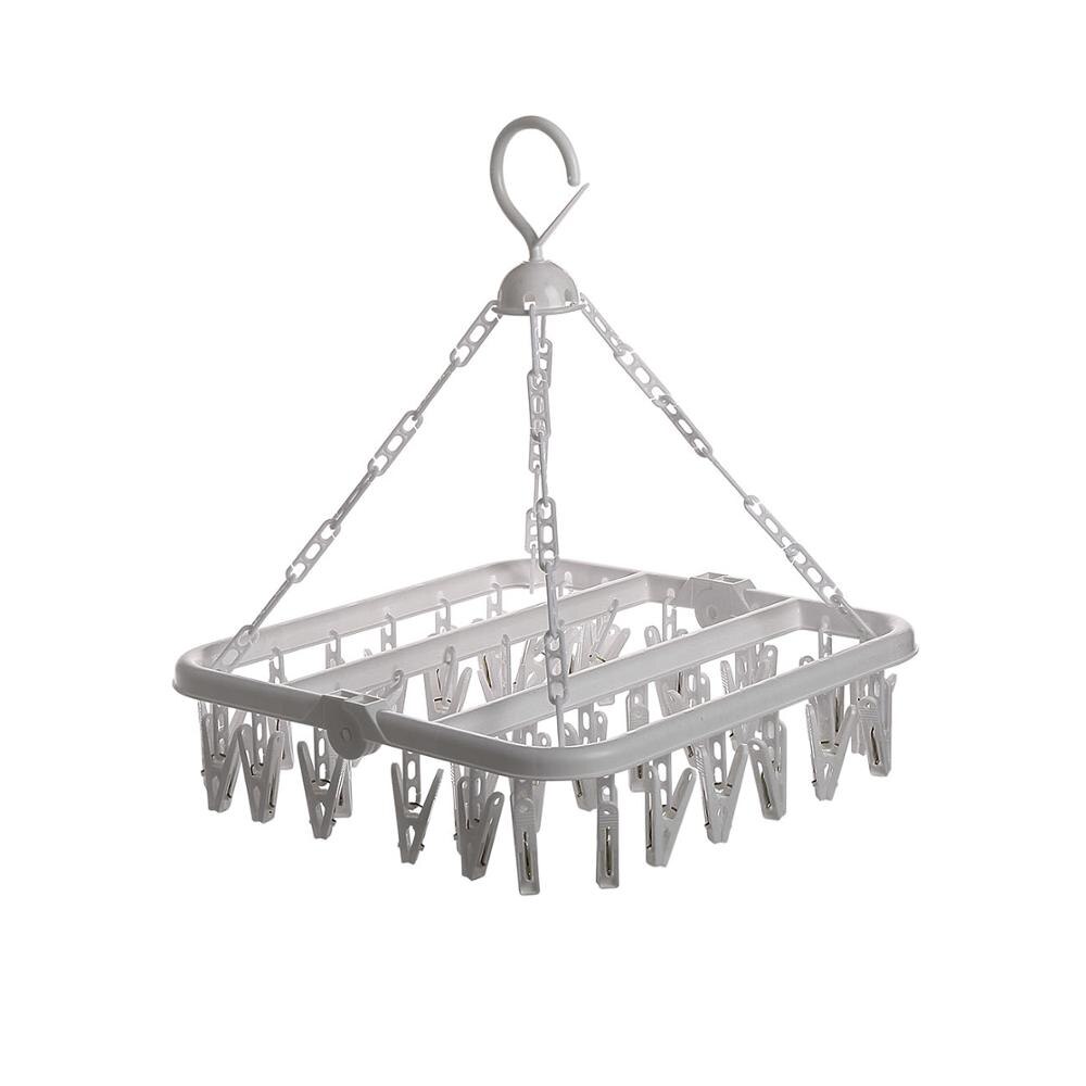 Porte-vêtements pliable à 16/36/48 clips, cintre à linge rotatif, support de rangement pour soutien-gorge, chaussettes, sous-vêtements, pince à linge: Gris 36 clips
