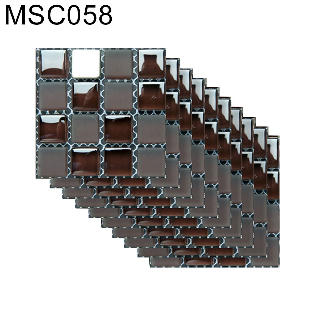 10pcs Mosaic Plane Sticker Black Gray Pvc Self-adhesive Bathroom Kitchen Tiles Waterproof Wall Stair Tile Stickers Decoration: MSC058